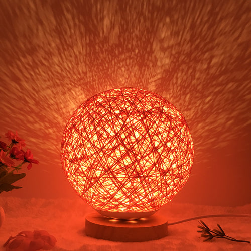 Amazon Hot Selling Creative Linen Table Lamp Novel and Unique LED Intelligent USB7 Color RGB16 Color Remote Control Rattan Ball Lamp