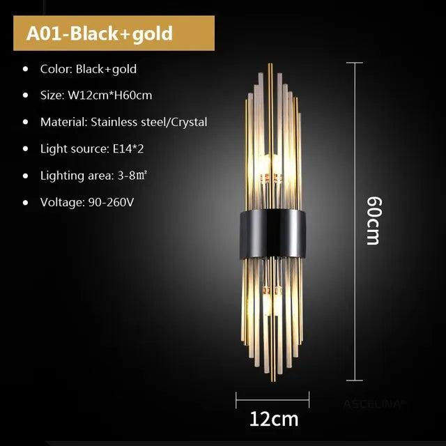Luxury Modern LED Crystal Wall Lamp for Indoor Decor